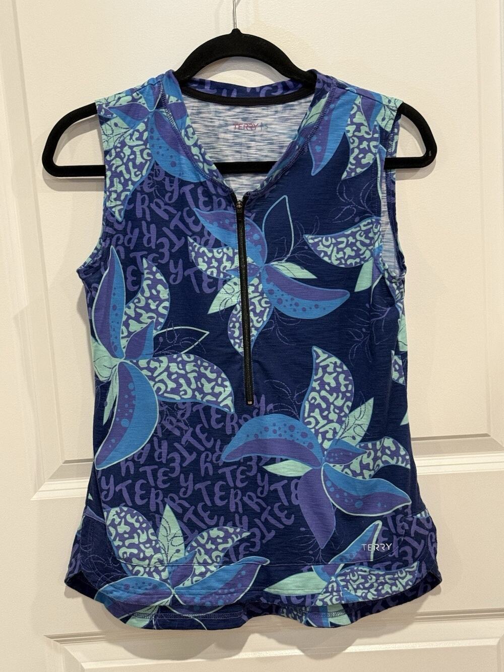 Terry Womens Bike Tank Cycling Athletic Top Sz S Zip Back Pocket Jersey USA